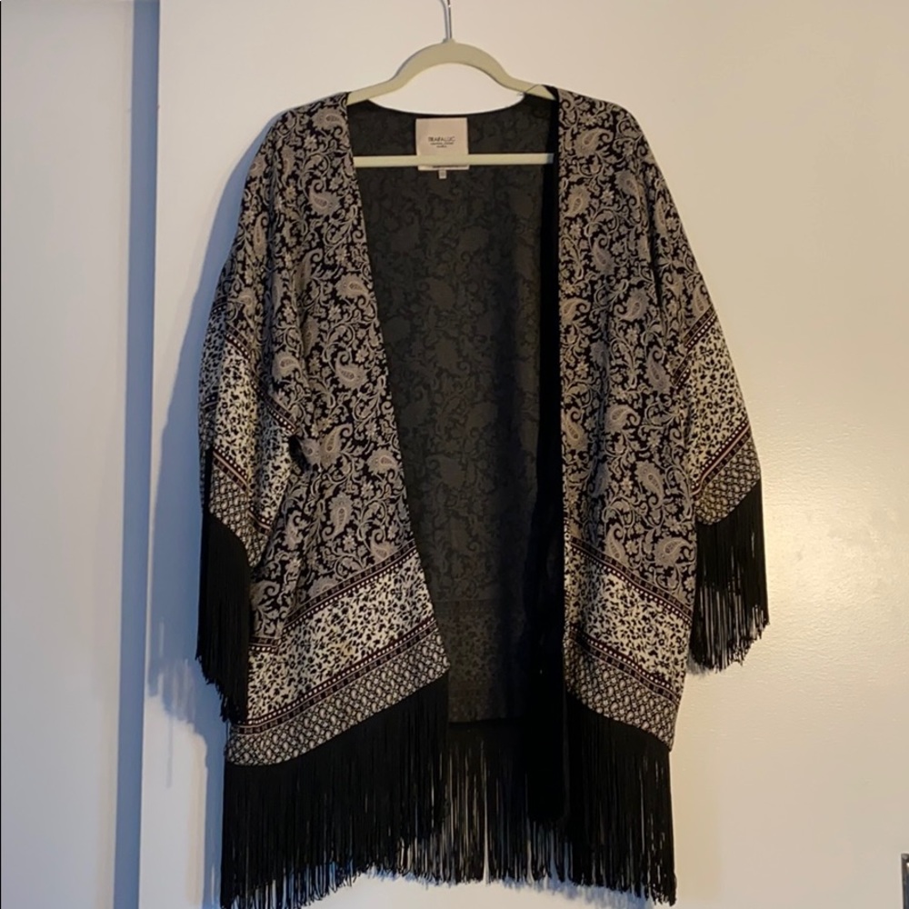Zara paisley print kimono with fringe
